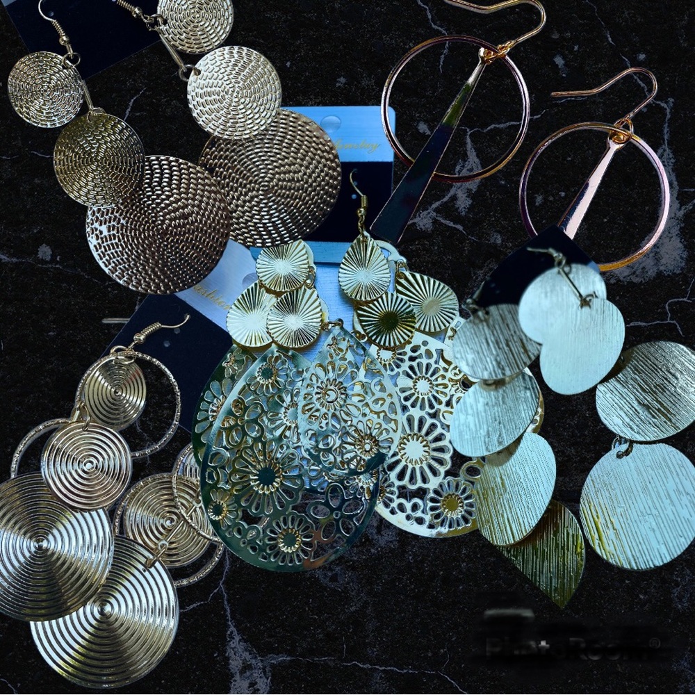 Bundle of 5 Gold Fashion Chic BOHO Earrings